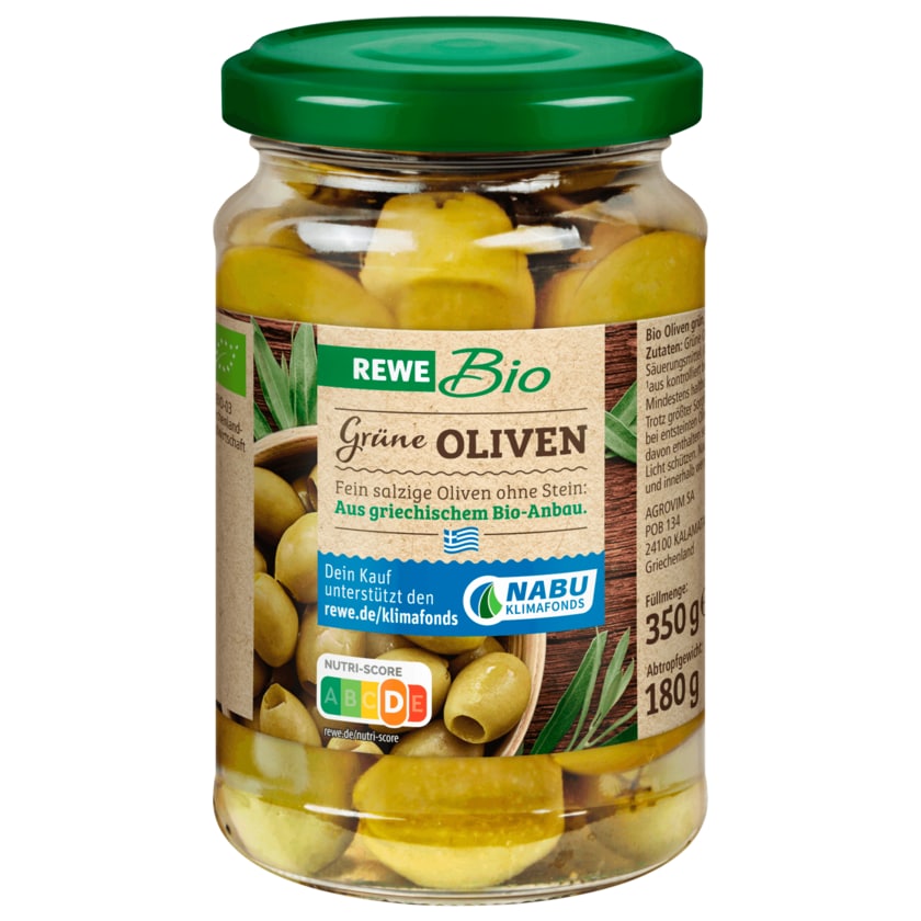 REWE Bio Grüne Oliven 180g